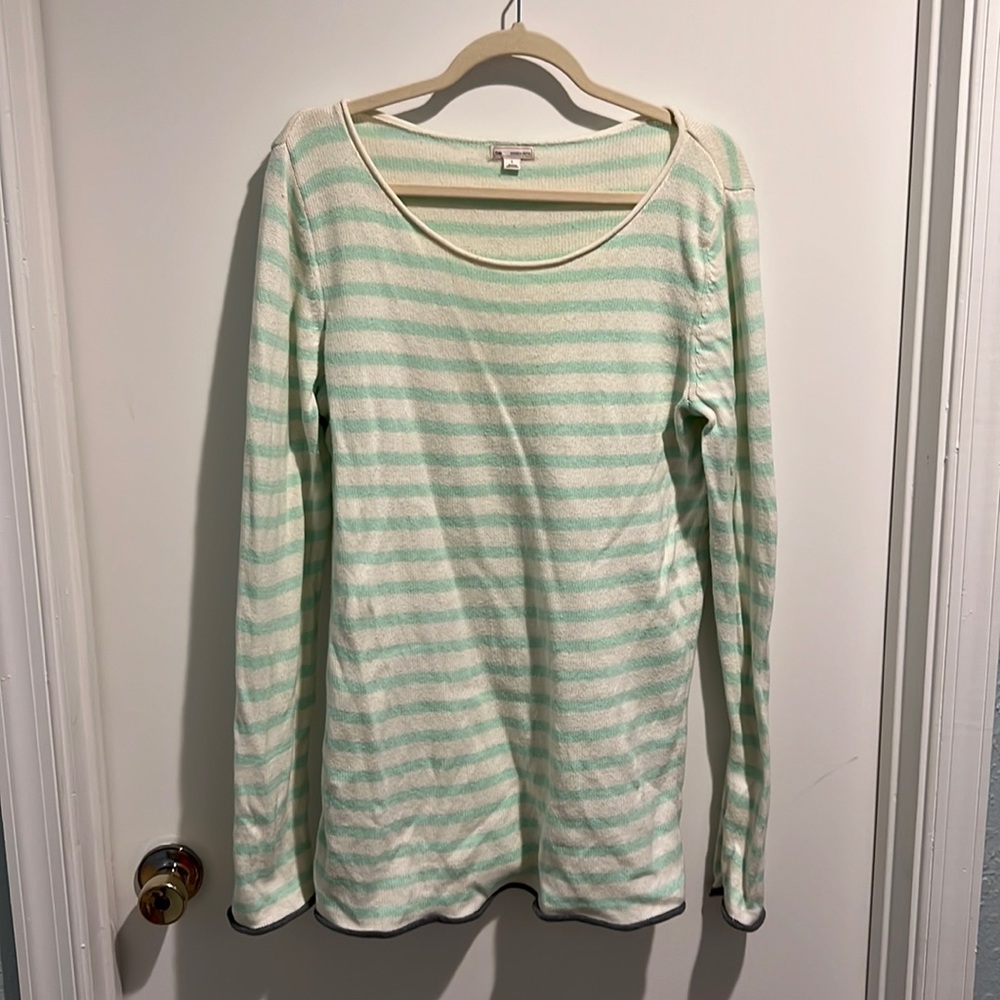 GAP Mint Green & White Stripe Long Sweater